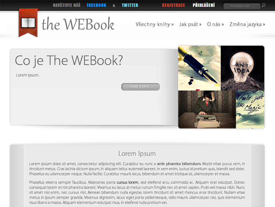 Webook - úvodní stránka